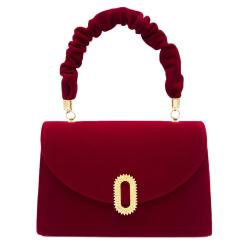 ZR327 2023 New Premium Women's Red Velvet Wedding Handbag with Diamond Bridal Bag Wedding Party Bag