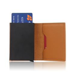 Wholesale Stainless Steel Card Holder Pu Leather Pop Up Card Holder Aluminum Card Holder