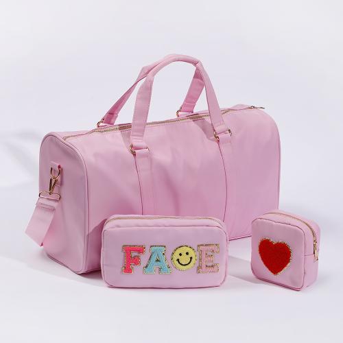 Keymay USA Warehouse Free Shipping Portable Handbag Weekend Overnight Gym Sports Bag Nylon Travel Bag Pink Duffel Bag for Woman