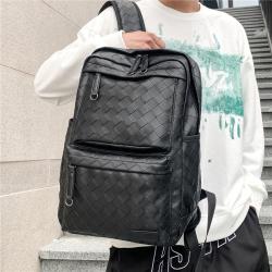 New PU Leather Geometric Diamond Grid Backpack Business Casual Men Luxury Mens Bags Fashion Trend Travel Computer Bag Laptop