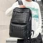 New PU Leather Geometric Diamond Grid Backpack Business Casual Men Luxury Mens Bags Fashion Trend Travel Computer Bag Laptop