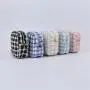 Keymay RTS Personalized Chenille Patches Cute Girls Tweed Plaid Checkered Zip Makeup Bag Toiletry Travel Bag Small Cosmetic Bag