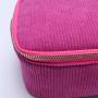 Keymay Custom Women Large Capacity Cosmetics Case Makeup Bag Travel Organizer Make Up Box Corduroy Cosmetic Bag With Mirror