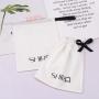 Recyclable Organic Single String Cotton Skincare Product Packaging Bag Custom Logo Printed Muslin Dust Makeup Pouch
