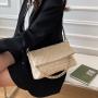 2024 new fashion small square bag knitted fabric simple ladies satchel solid color handbag