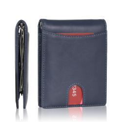New Custom Bi-Fold Genuine Leather Money Clip Wallet Rfid Blocking Anti Theft Brush