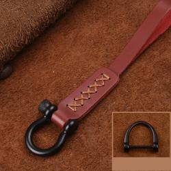 Stylish Vintage Crazy Horse Genuine Leather Key Ring Keychain Holder Promotional Leather Car Key Organizer Holder