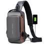 Gelory OEM Custom Logo Mens Motorcycle Chest Bag Anti-theft Sports Crossbody Bag with USB charing port