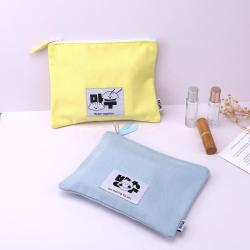 High Quality 8 Oz Canvas Zipper Cosmetic Brush Storage Bag Organic Cotton Canvas Makeup Pouch