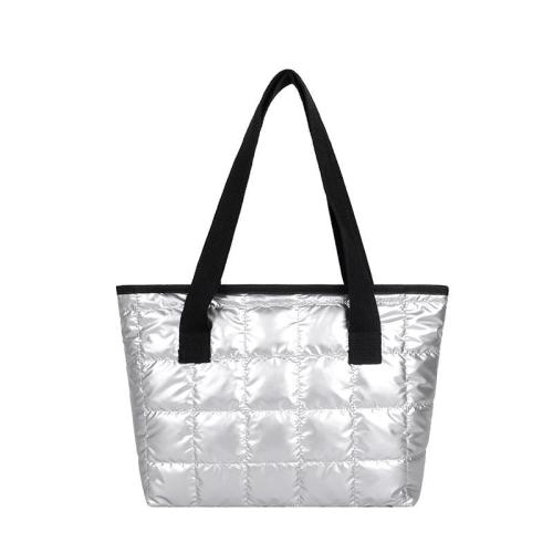 Woman ladies sports metallic puffer tote bag travel weekend overnight puffy bags big quilted shoulder tote bag