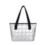 Woman ladies sports metallic puffer tote bag travel weekend overnight puffy bags big quilted shoulder tote bag