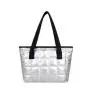 Woman ladies sports metallic puffer tote bag travel weekend overnight puffy bags big quilted shoulder tote bag