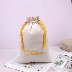 Recyclable High Quality Cotton Fabric Drawstring Shoes Hat Baby Clothes Packing Gift Bag Custom Logo Printed Muslin Dust Pouch
