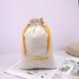 Recyclable High Quality Cotton Fabric Drawstring Shoes Hat Baby Clothes Packing Gift Bag Custom Logo Printed Muslin Dust Pouch