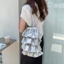 2024 Korean version new design soft PU leather shoulder bag silver new trend bag purple ruffled pleated tote bag for women