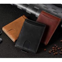 Customs Wallet Men Elegant Slim Wallet with Money Clip Unisex Multi Pockets Fashion Soft Grain Leather Wallet