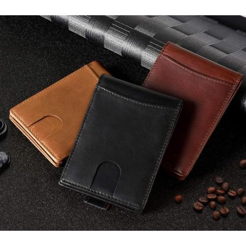 Customs Wallet Men Elegant Slim Wallet with Money Clip Unisex Multi Pockets Fashion Soft Grain Leather Wallet