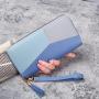 2024 new Korean women's wallet female long zipper soft leather large-capacity mobile phone bag splicing clutch bag card bag