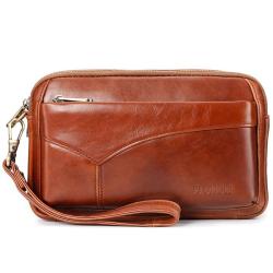 2024 Custom Genuine Leather Clutch Bag Wallet For Business Men Envelope Purse