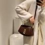 Contrast Color Stone Pattern Small Square Bag Street Fashion Pu Leather Magnetic Button Bag Niche Style Fashion Handbag