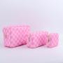 Factory Custom Cosmetic Bag Travel Makeup Organizer Nylon Zipper Pouch 4 Sizes Checked Toiletry Bag Checkered Print Make up Bags