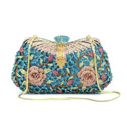 Hot selling Blue  Crystal Gown Rhinestone Purse Dress Elegant Clutches Banquet Stone Evening Clutch bags for women
