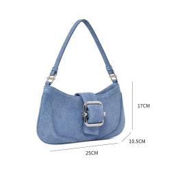 Fully Custom Factory Denim Women Underarm Bags Stylish Lady Hobo Bags Premium Metal Buckle Custom Logo Ladies Shoulder Bags