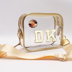 Keymay Hot Sale RTS Stock Gold White Waterproof Transparent Pvc Clear Bags Stadium Small Crossbody Bag Single Strap Shoulder Bag