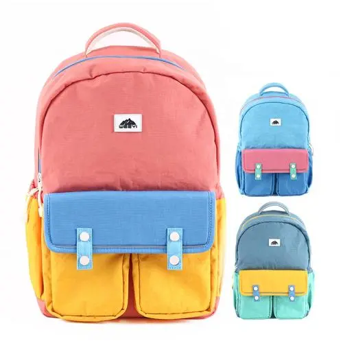CHANGRONG Custom pink color block kids student backpack bag for Boys Girls