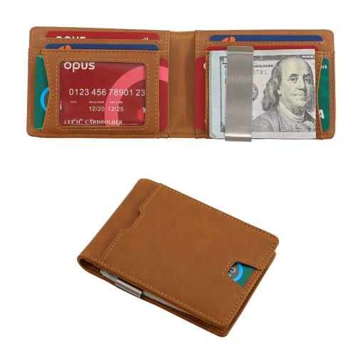 Minimalist Men's Wallet Leather Money Clip Rfid Blocking Clip Wallet Leather Money Clip