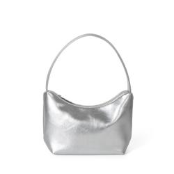 Factory Direct Selling Korean Style Handbag Silver Soft PU Leather Shoulder Fashion Solid Color Underarm Bag