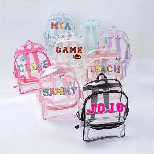 Keymay New Design Back to School Gift Stadium Approved Backpack Clear Plastic PVC Backpack Transparent Backpack for School
