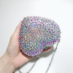 2024  New Year Gift Elegant Rhinestone Crystal Bling Heart Shaped Women Evening Bag Clutch Ladies Party Wedding Banquet Handbag