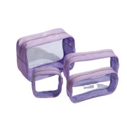 New Trending Transparent Makeup Travel Bag Clear Toiletry Stand Up Pouch Packaging Custom PVC Cosmetic Bags Cases