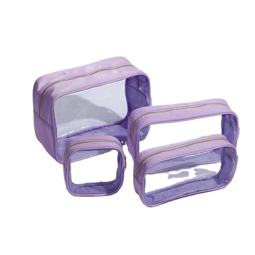 New Trending Transparent Makeup Travel Bag Clear Toiletry Stand Up Pouch Packaging Custom PVC Cosmetic Bags Cases