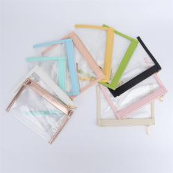 Fashion Designer Transparent Toiletry Bag Clear PVC Zipper Cosmetic Pouch  Women Flat Makeup Clutch Bag