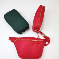 Christmas Fanny Pack Print Embroidery Design Customization Nylon Belt Bags Red Green Crossbody Adjustable Strap Nylon Bag