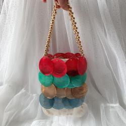 Custom 2024  New Fairy Shell Bag Sequin Hand Weaving Beaded Handbag Crossbody Phone Ladies Party Elegant