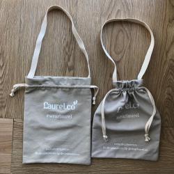 19 * 24 cm Canvas Shoe Packaging Bag With Handle  Custom Logo Printed Drawstring Canvas Shoe Bag
