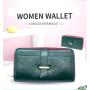 Long Style Customized Women Wallet Green New Color RFID Blocking Zipper Wallet for Women