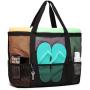 Gelory 9 Pockets Lightweight Transparent Mesh Beach Bag Large Capacity Tote Bag For Summer Poor Travel