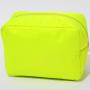 Many stock  New hot pink  nylon cosmetic bag small MOQ Factory can be customized Neon make up bag with Chenille letter patches