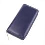 Custom Black Long Zipper Purses for Men Litchi Genuine Leather Wallet Women
