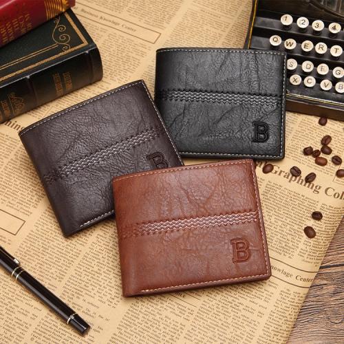 Multi Card Bit Men Card Holder Wallet Short Pure Color Slim Wallet For Men New Korean Fashion Men Leather Wallet carteras mujer