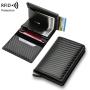 Carbon Fiber Automatic Pop-up Card Case PU Card Holder Wallet RFID Anti-theft Anti-Scanning Aluminum Metal Box Card Holder