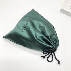 High End Custom Logo Printed Satin Drawstring Dust Bag For Handbag High-Heeled Shoes Packing Luxury Gift Satin Pouch