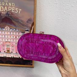 Multicolor 2024 Summer Party dinner bag retro stitching trend  Green  acrylic box  chain clutches purse for women