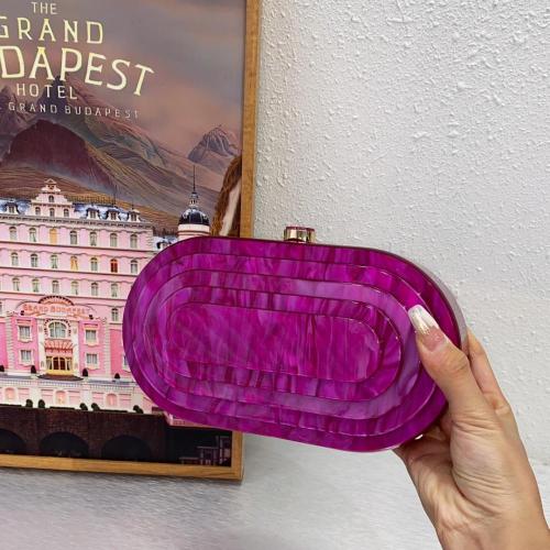 Multicolor 2024 Summer Party dinner bag retro stitching trend  Green  acrylic box  chain clutches purse for women