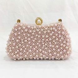 Fashion New Design Solid Color Pearl Beaded Evening Clutch Bag Wedding Evening Party For Woman