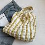 Large Capacity Korean Version Folds Cloud Puff Bag Women'S New Single Shoulder Underarm Bag Hand Canvas Shopping Bag